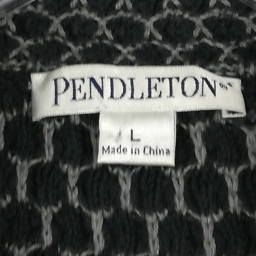 Pendleton Womens Jacket Knit Black Geometric Butt… - image 8